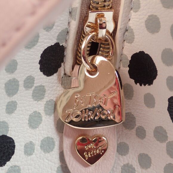 Betsey Johnson Pearl of a Girl Creme Dot Satchel Shoulder Bag Hard to Find! - Picture 3 of 16